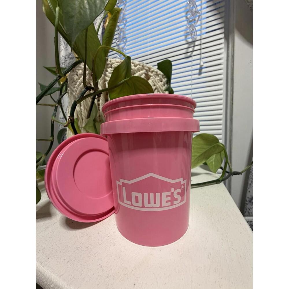 Lowe's Pink Mini Paint Bucket WITH Lid BPA-Free | Crafts Party Gift